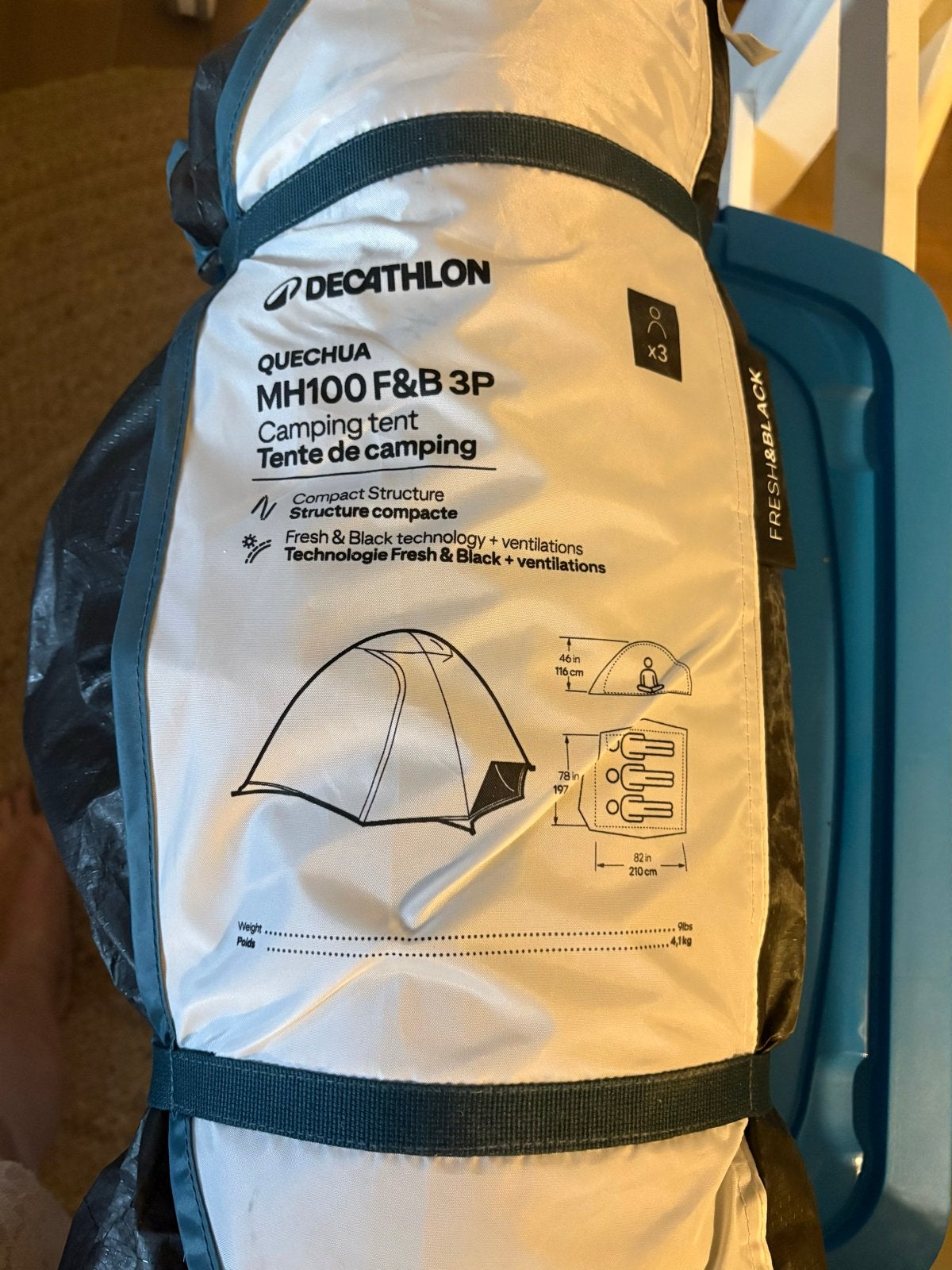 Quechua MH100 F&B 3P tent - Zo goed als nieuw!, Caravans en Kamperen, Tenten, Ophalen of Verzenden, Nieuw, Tot en met 3