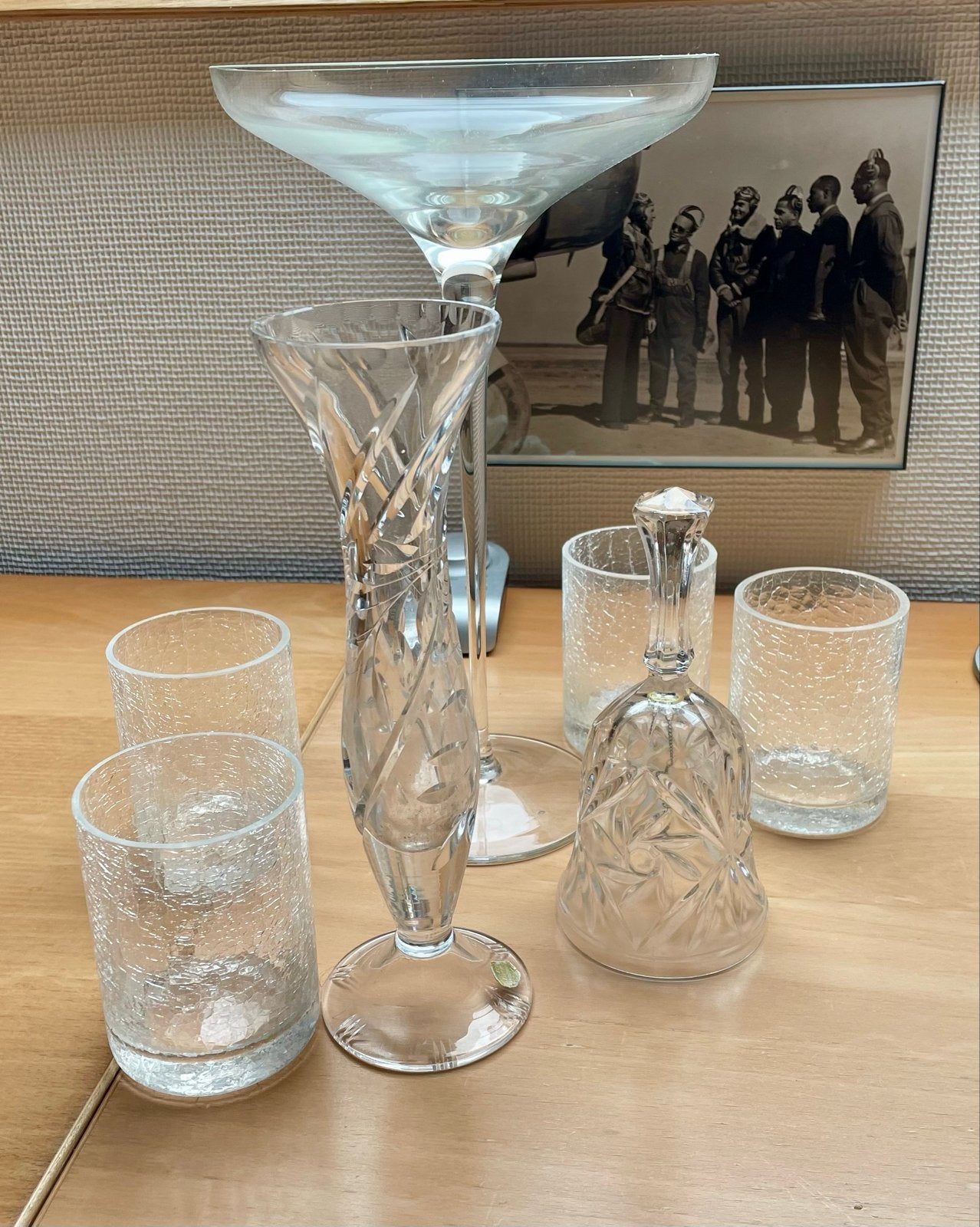 Diverse kristallen en glazen decoratie set uit de 60er jaren, Ophalen