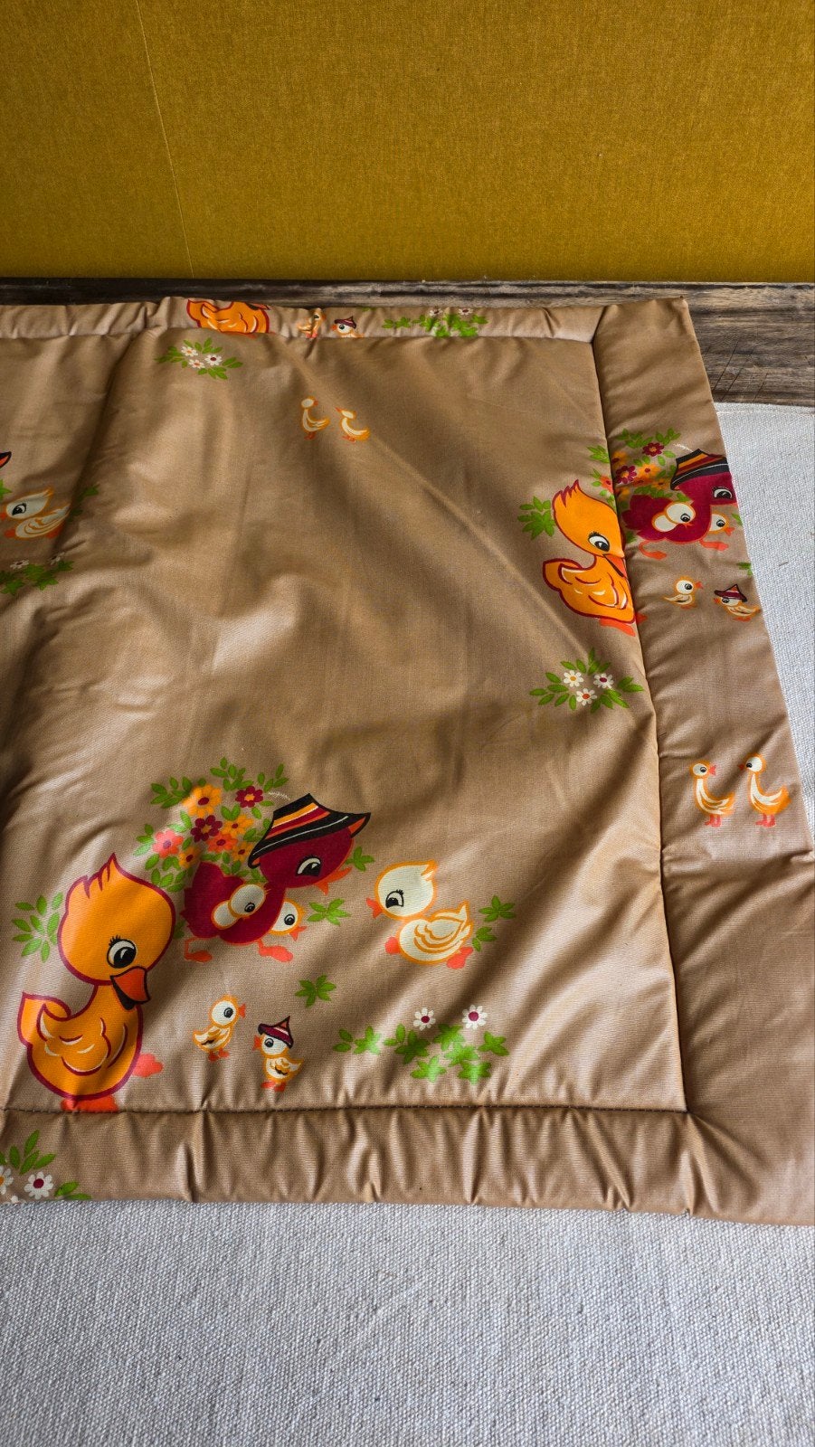 Vintage seventies boxkleed met eendjesprint 74x95 cm, Gebruikt, Niet van toepassing, Niet van toepassing, Ophalen of Verzenden