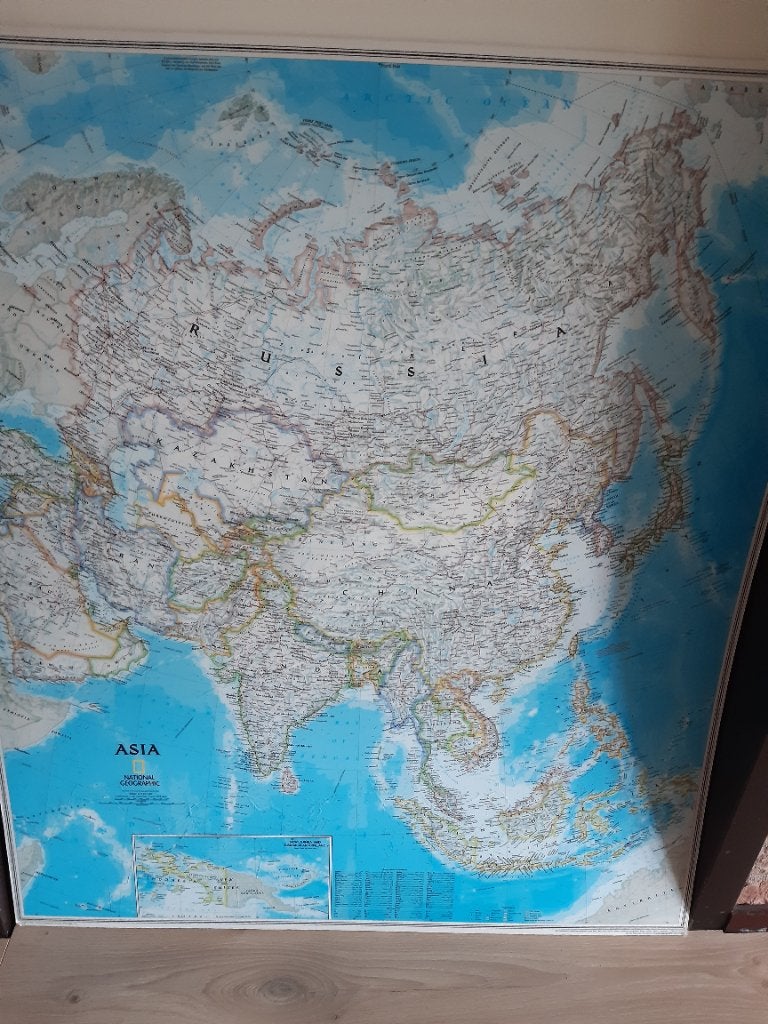 Gratis muurposter landkaart china rusland Azië, Ophalen, Zo goed als nieuw, Ingelijst, Kunststof