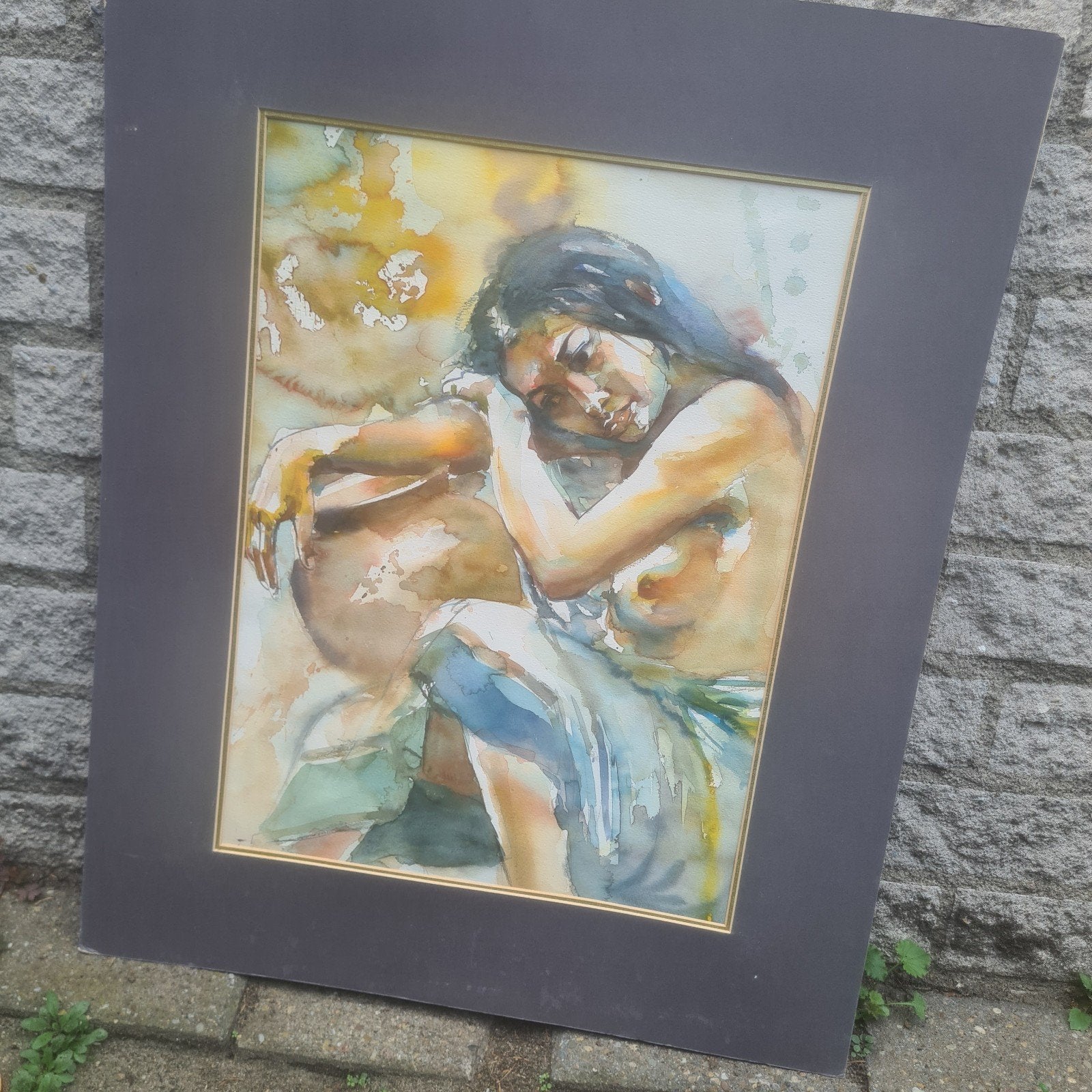 Vrouwenfiguur in aquarel, ingelijst, Ophalen, Portret of Personen, Realistisch, Aquarel