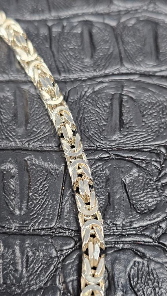 925 Zilveren Koningsschakel Armband 25cm / 4,5mm, Ophalen of Verzenden, Nieuw, Zilver, Zilver