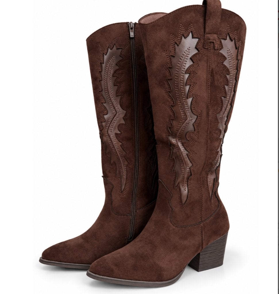 Bruine Suedine Cowboylaarzen Jouw Nieuwe Musthave! mt 37, Hoge laarzen, Bruin, Nieuw, Ophalen of Verzenden