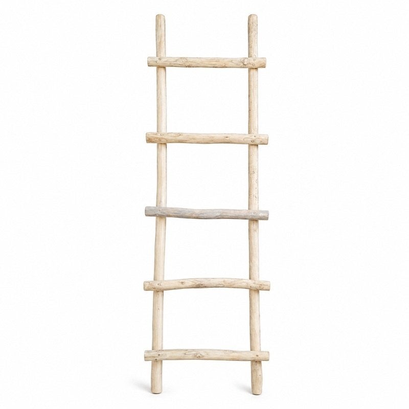 Decoratie Trap Ladder van Teak Hout Naturel 5 Treden 150 cm, Info@dehanzeherten.nl, Nieuw, Ophalen of Verzenden, Ladder