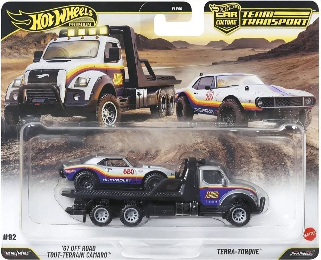 Hot Wheels Off Road Camaro & Off road Murica Flat Bed, Www.rubensmodelautos.nl, Auto, Nieuw, Ophalen of Verzenden