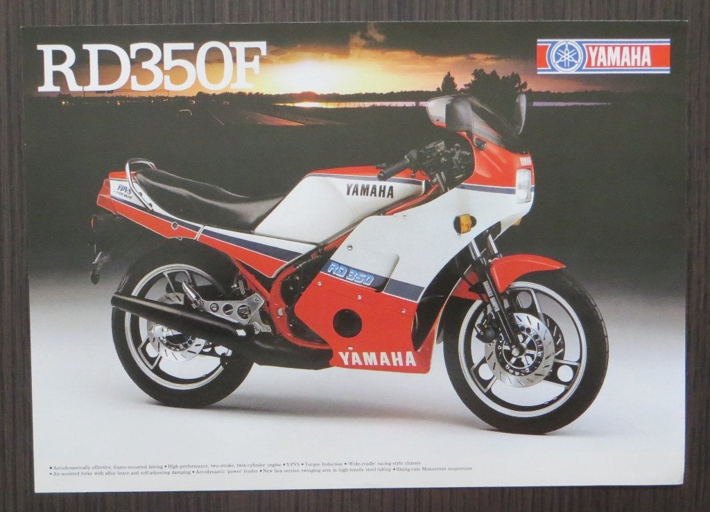 Flyer Yamaha RD 350 F (YPVS) - 1985 - 2 blz (Engels), Verzenden, Yamaha
