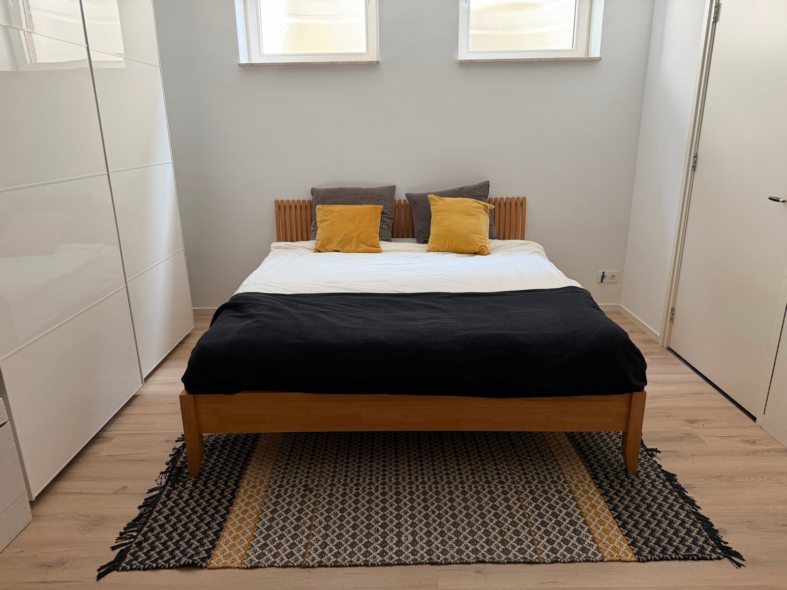 Vintage Ikea Ekeberg bed met matrassen zgan, Ophalen, Gebruikt, Bruin, Tweepersoons