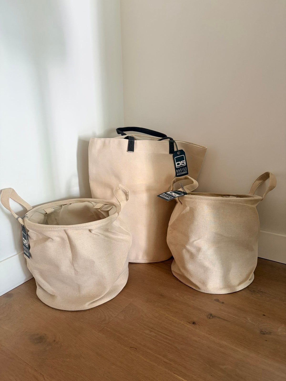 D5 Basics waszak & 2 opberg manden canvas beige NIEUW!!!, Nieuw, Ophalen of Verzenden, Landelijk, Beige