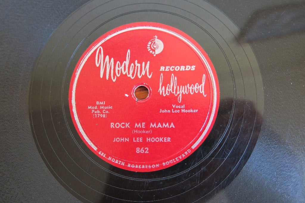 John Lee Hooker Rock me mama 78rpm beste 78 toeren jukebox, Gebruikt, 10 inch, Ophalen of Verzenden, Blues