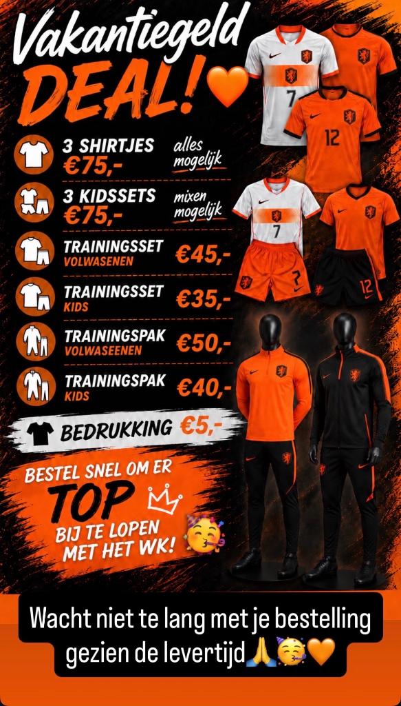 Nederlands elftal shirtjes, nike x patta WK 2026 ACTIE!!!🧡, Sport en Fitness, Voetbal, Maat L, Verzenden, Nieuw, Shirt