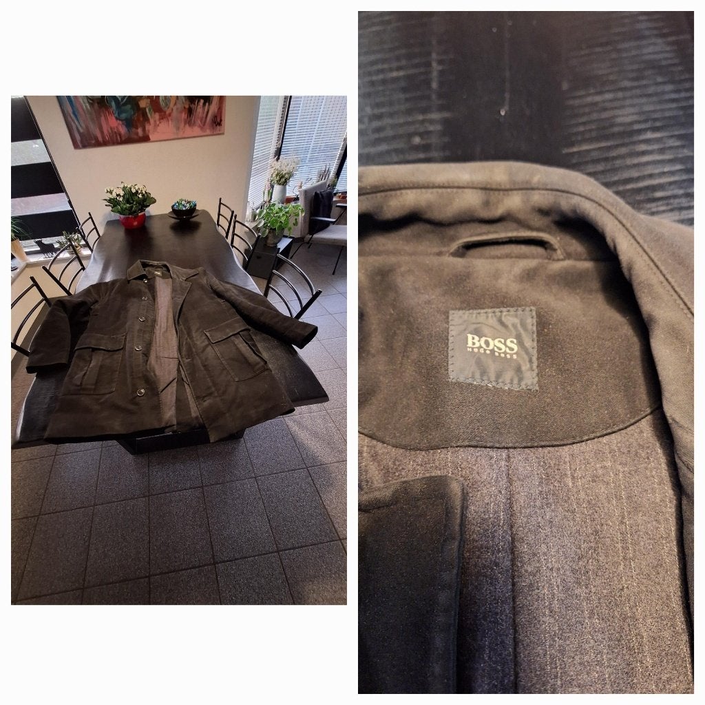 Herenjas Hugo Boss zwart maat L in voering mouw scheurtje, Maat 52/54 (L), Zwart, Ophalen of Verzenden, Hugo Boss