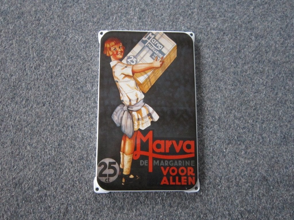 MARVA EMAILLE RECLAMEBORD, Verzamelen, Ophalen, Zo goed als nieuw, Reclamebord