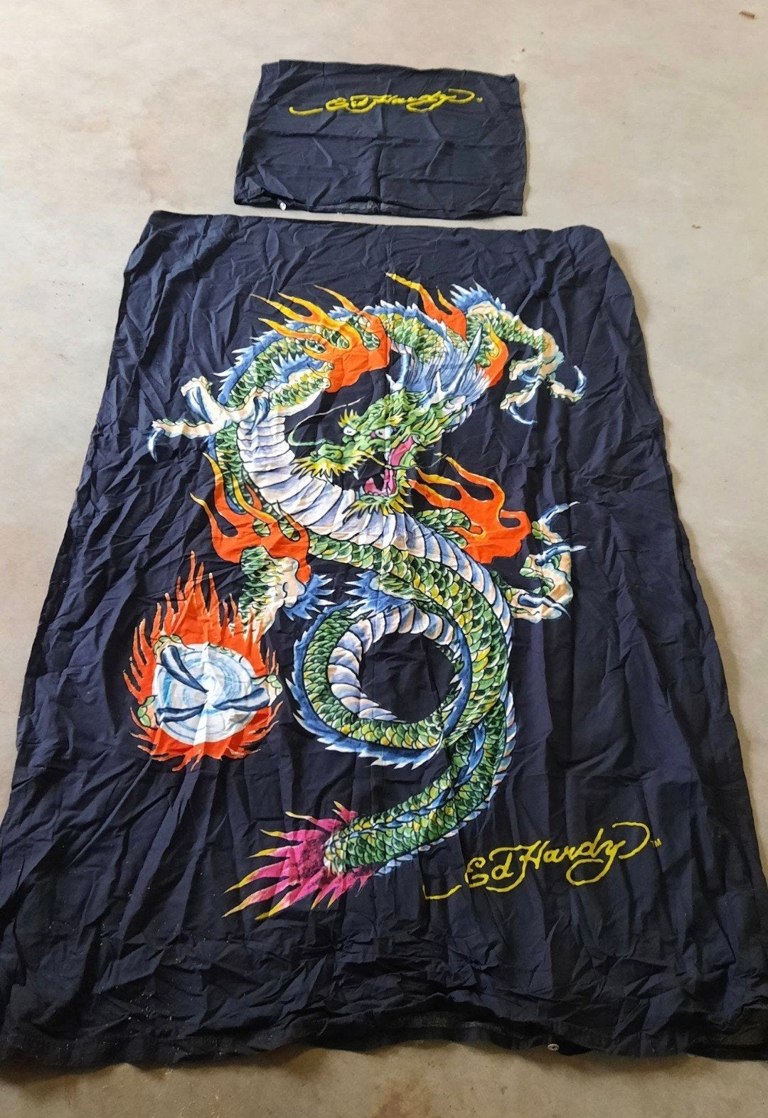 Ed Hardy Dekbedovertrek met Panter en Draak Design origineel, Ophalen, Gebruikt, Jongetje of Meisje, Dekbedovertrek