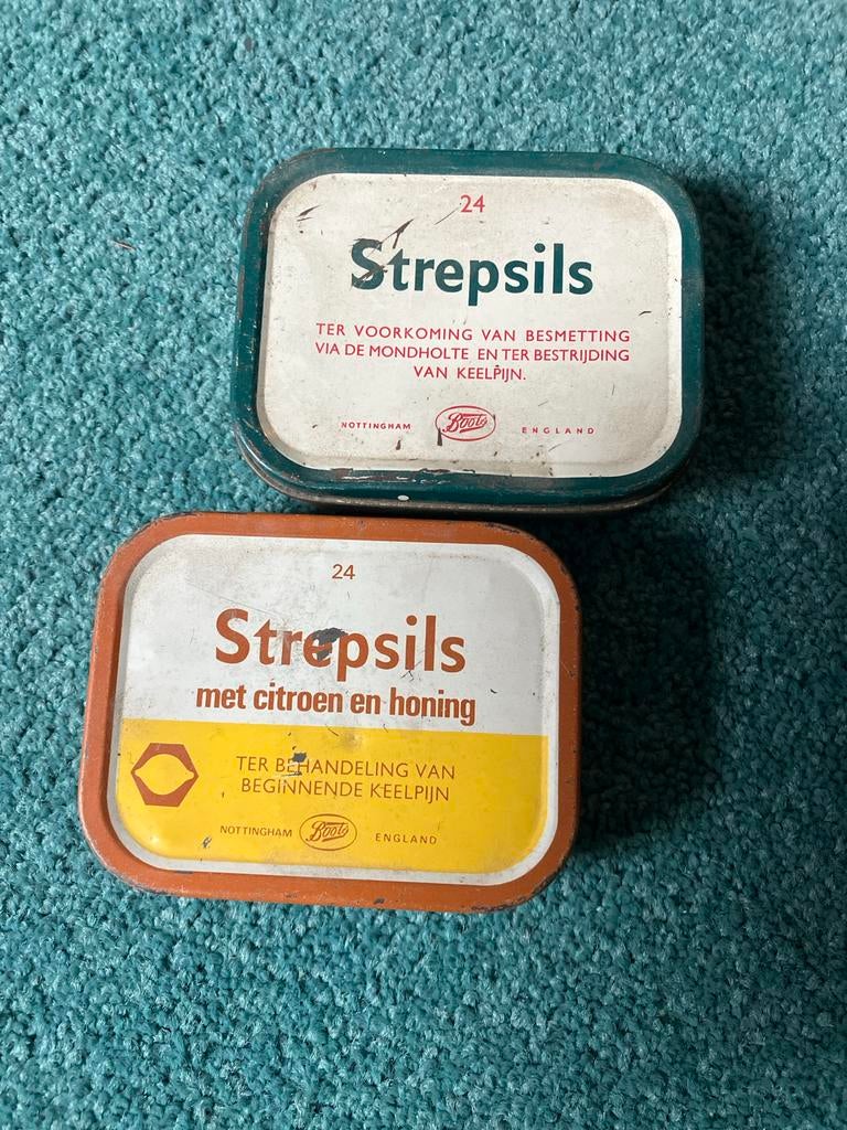 Vintage Strepsils Blikken - Boots Nottingham, Verzamelen, Blikken, Ophalen of Verzenden, Gebruikt, Overige, Overige merken