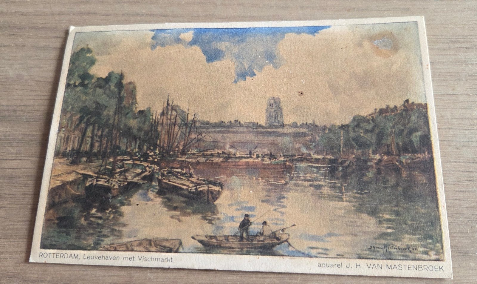 Oude ansichtkaart Rotterdam Leuvehaven met Vischmarkt, Verzamelen, Ophalen of Verzenden