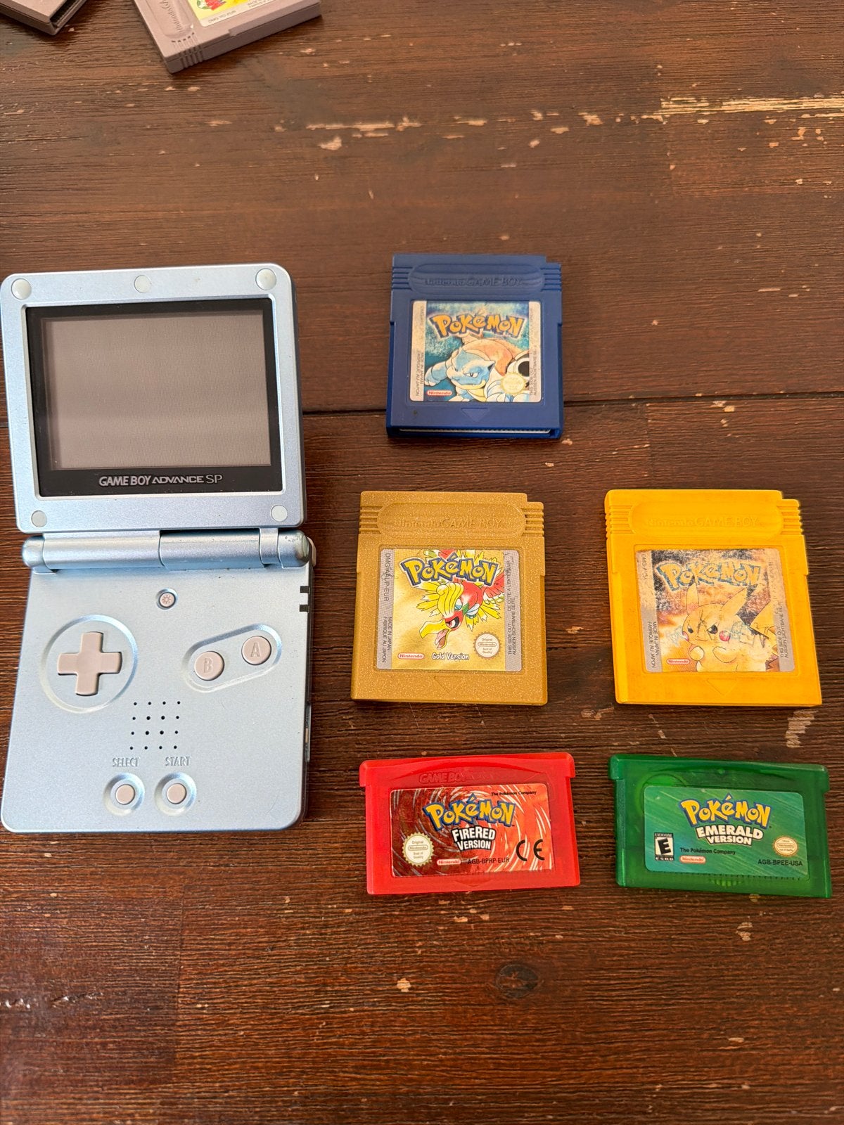 Game Boy Advance SP met 5 Pokémon games, Ophalen of Verzenden, Gebruikt, Game Boy Advance SP, Met games