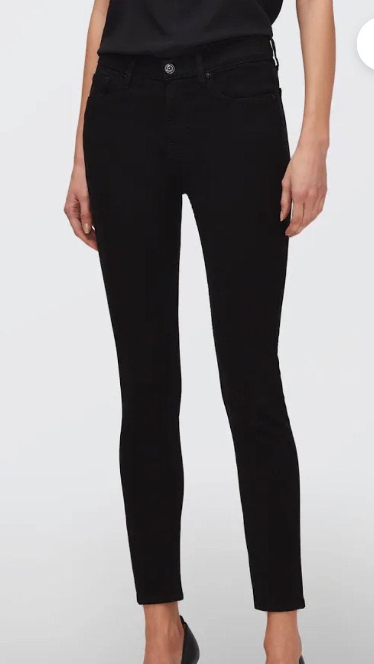 ZGAN zwarte spijkerbroek 7 for all Mankind W29 skinny crop, Ophalen of Verzenden, Zo goed als nieuw, Zwart
