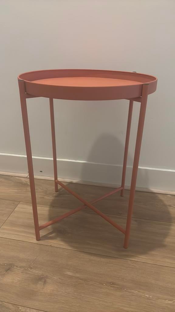 Bijzettafel peach, 50 tot 100 cm, Rond, Ophalen of Verzenden, Zo goed als nieuw