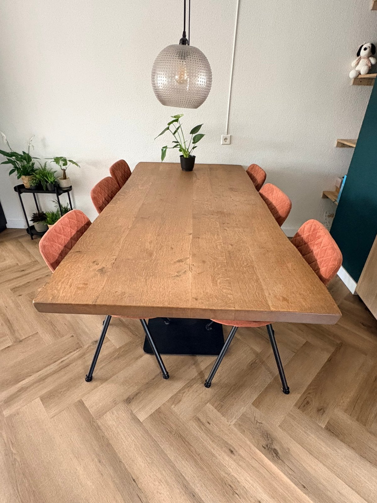 Massief eiken eettafel 210x100, Huis en Inrichting, Tafels | Eettafels, Zo goed als nieuw, 50 tot 100 cm, 200 cm of meer, Rechthoekig
