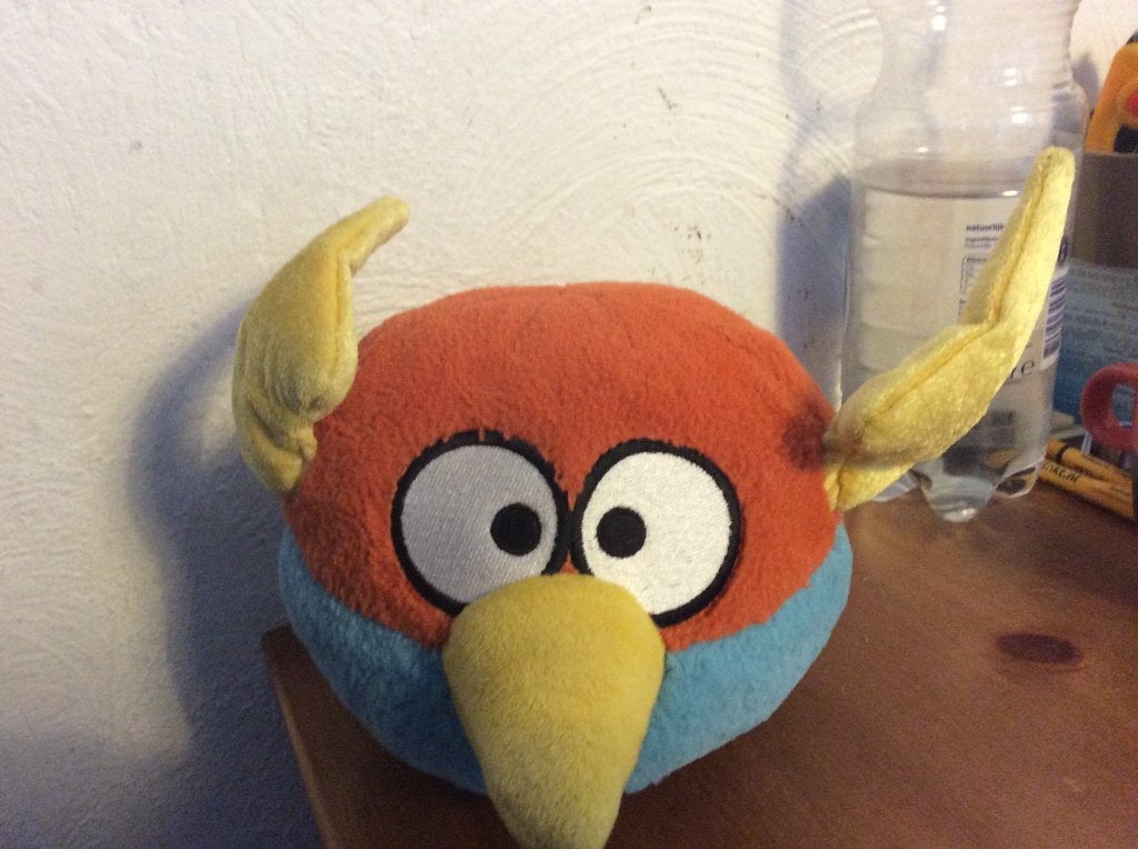 angry birds knuffel lightning orange and blue 2012, Ophalen of Verzenden, Gebruikt