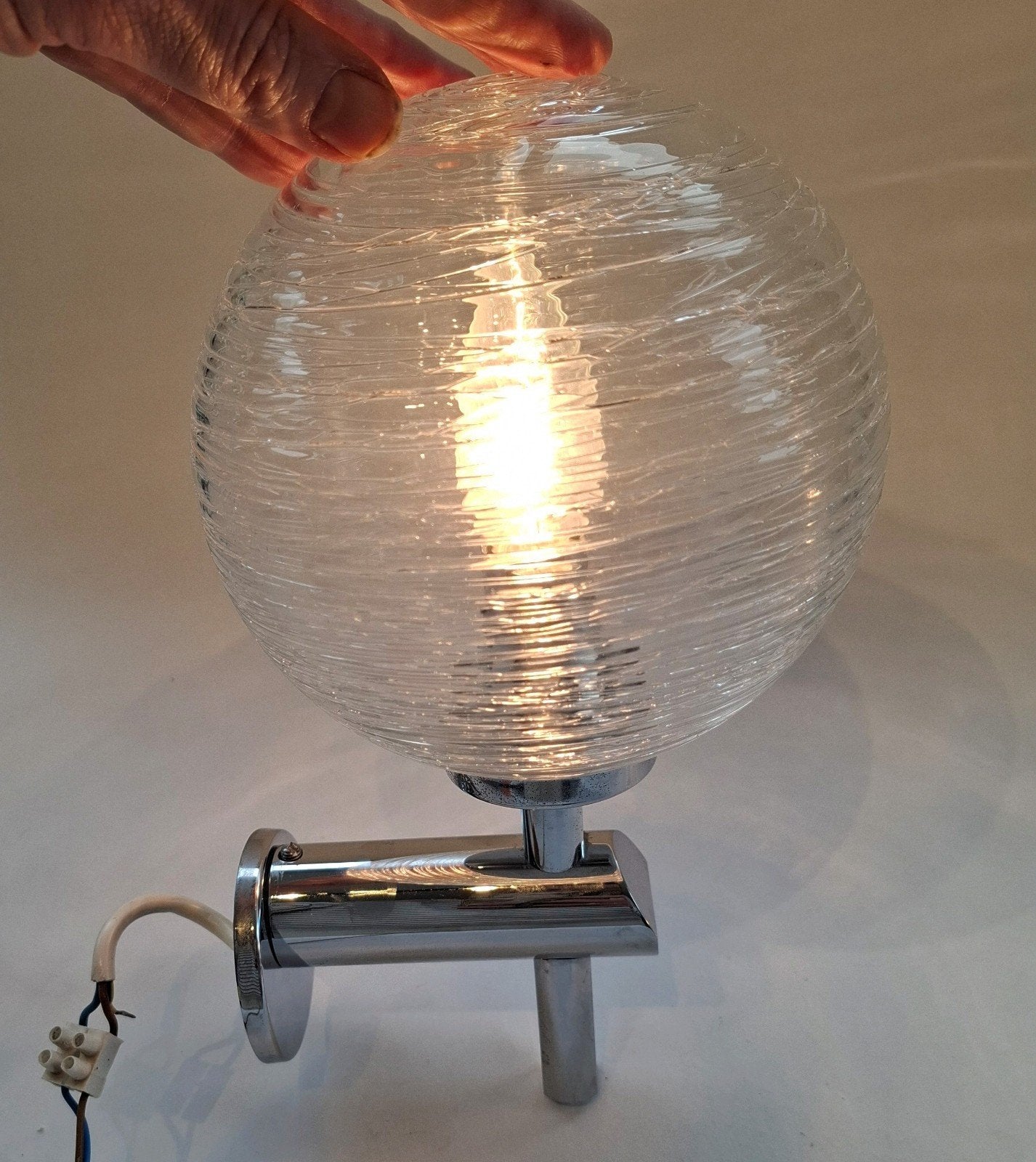 Vintage Chromen Doria Wandlamp, Ophalen of Verzenden, Glas