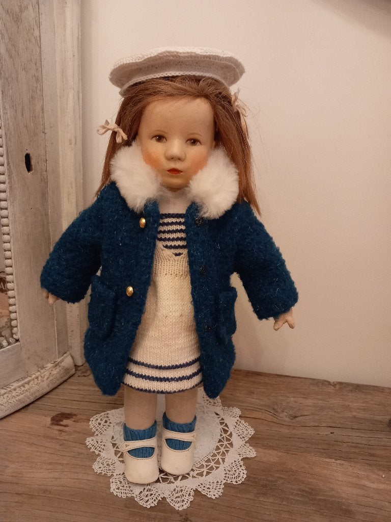 Vintage wollen poppen winter jasje jaren 50., Verzamelen, Ophalen of Verzenden, Zo goed als nieuw, Kleertjes