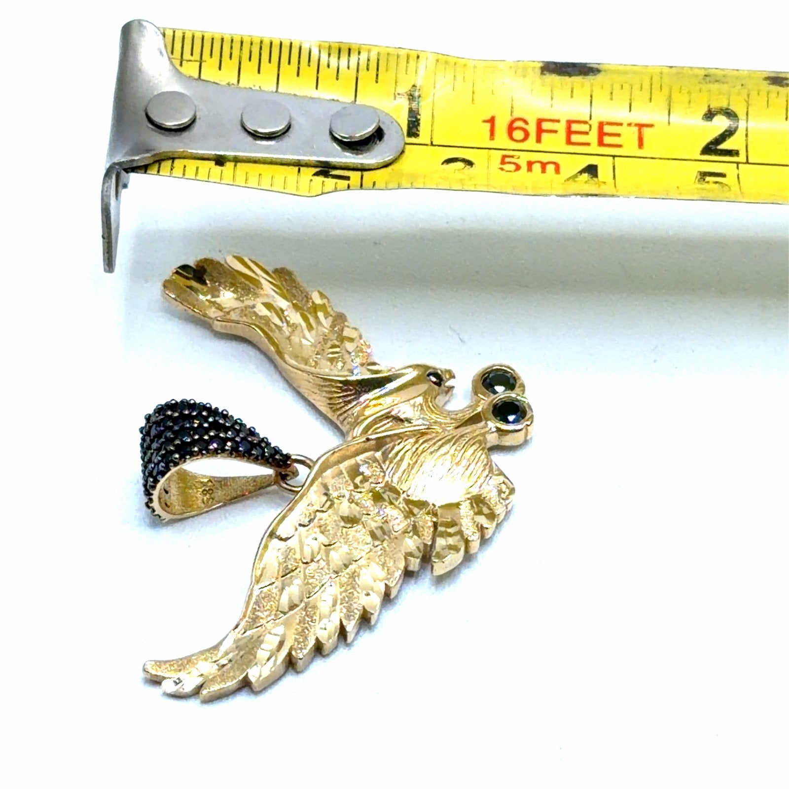 Gouden Adelaar Hanger met Zwarte Edelstenen, Www.bredajuwelier.nl, Nieuw, Ophalen of Verzenden, Met edelsteen