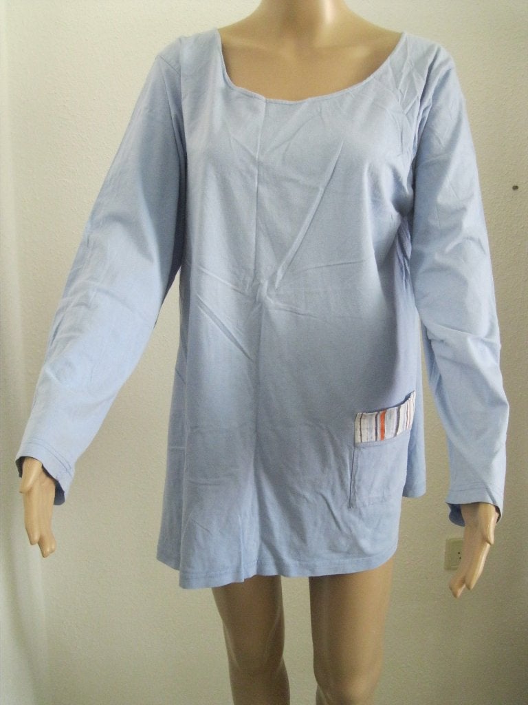 maat XL, (44/46) 1 blauwe streepjes pyjama, ruglengte 76 cm., C&A, Ophalen of Verzenden, Gedragen, Maat 46/48 (XL) of groter