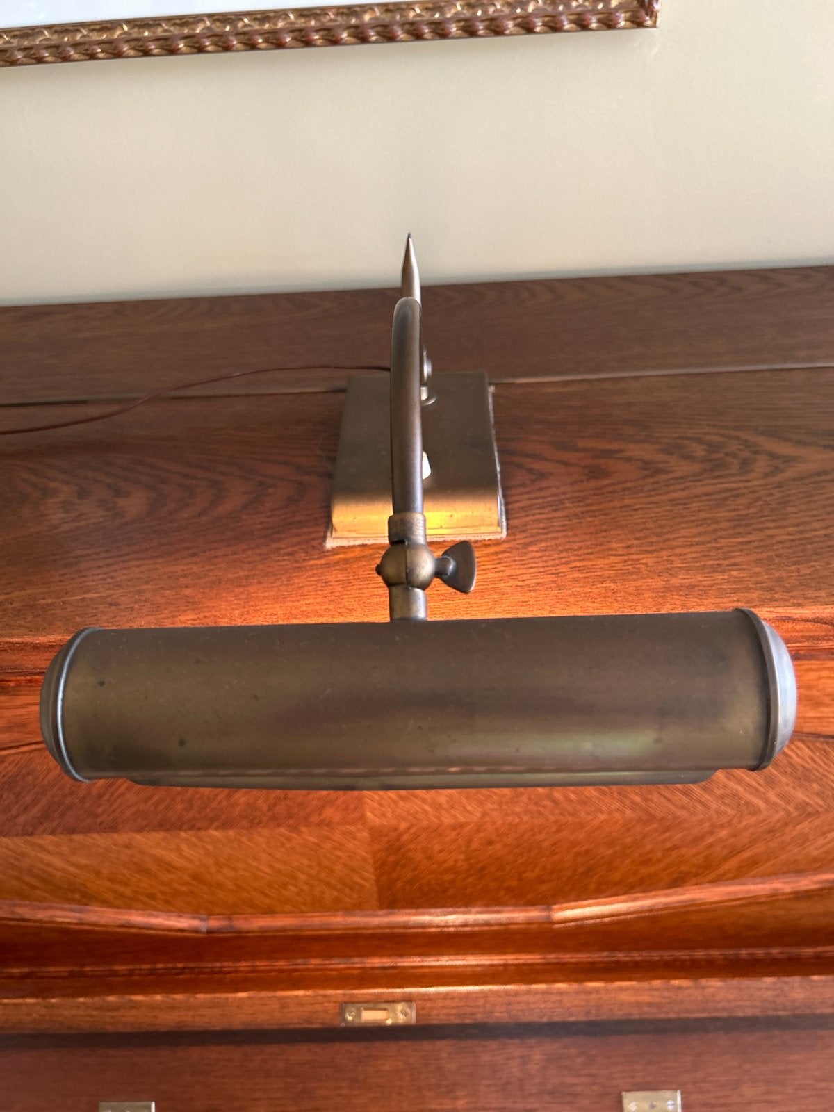 Antieke messing pianolamp / schilderijverlichting incl. LED, Antiek en Kunst, Ophalen