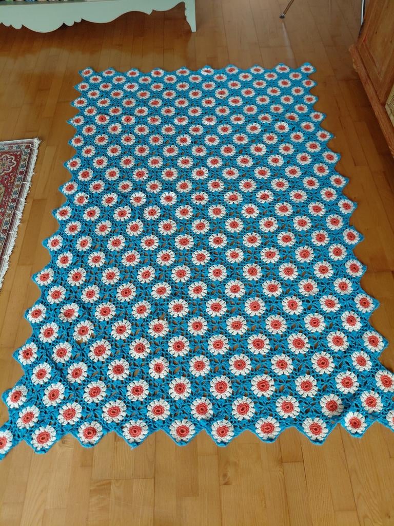 Mooi sprei, blauw en oranje, Huis en Inrichting, Ophalen of Verzenden, Tweepersoons, Blauw, Overige typen