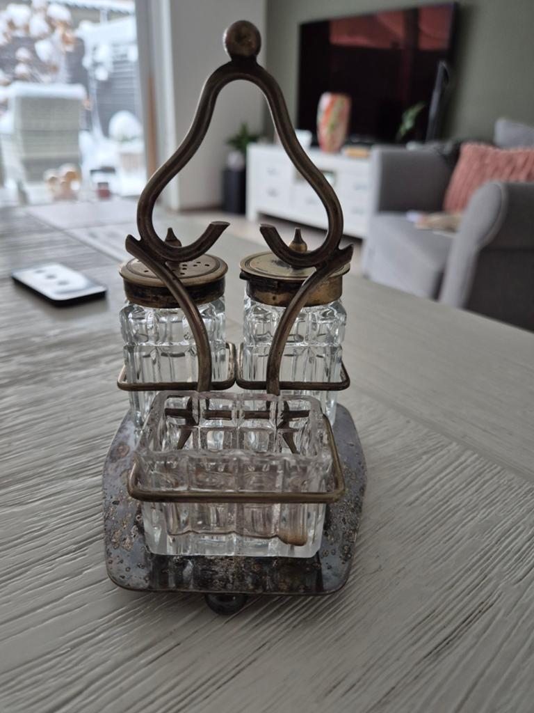Vintage Zout- en Peperstel met Mosterdpotje - Made in Engla, Ophalen of Verzenden