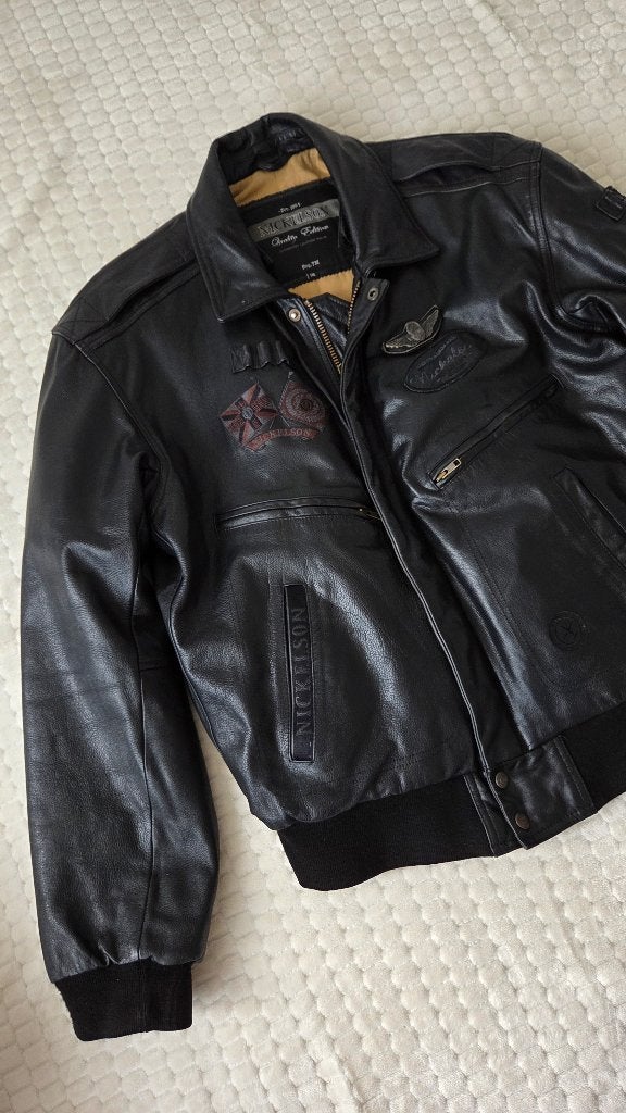 Vintage Nickelson leren pilotenjas 3XL | AIR-0665.M | bomber, Verzenden, Zwart, Nickelson, Overige maten