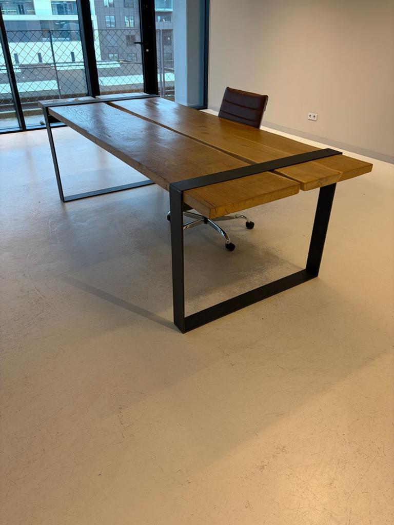 Boomstam bureau tafel massief houtenblad, 200 cm of meer, Zo goed als nieuw, 75 cm of meer, Rechthoekig