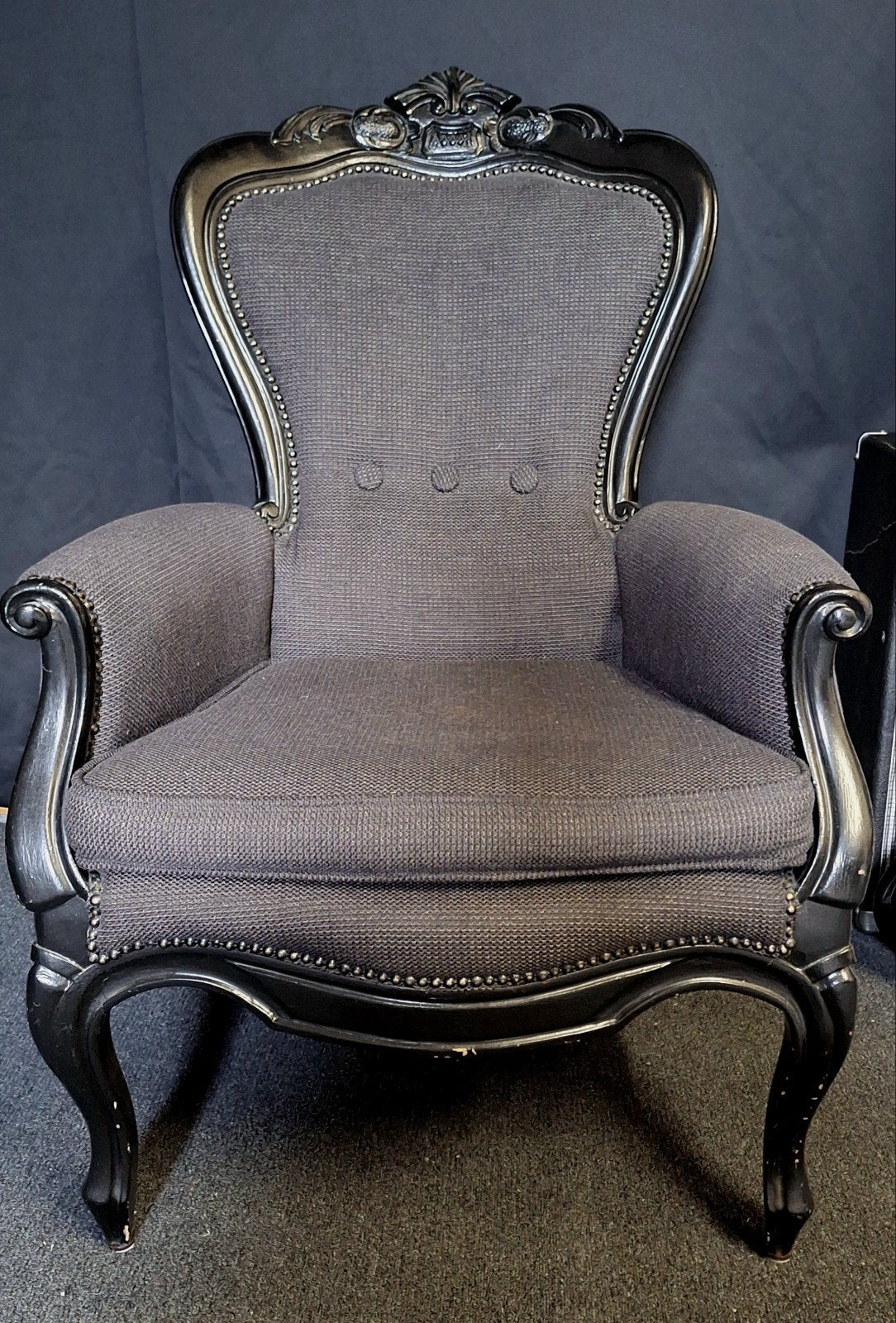 Barok Fauteuil - Zwart met Grijs, Ophalen, Gebruikt, Barok, Minder dan 75 cm