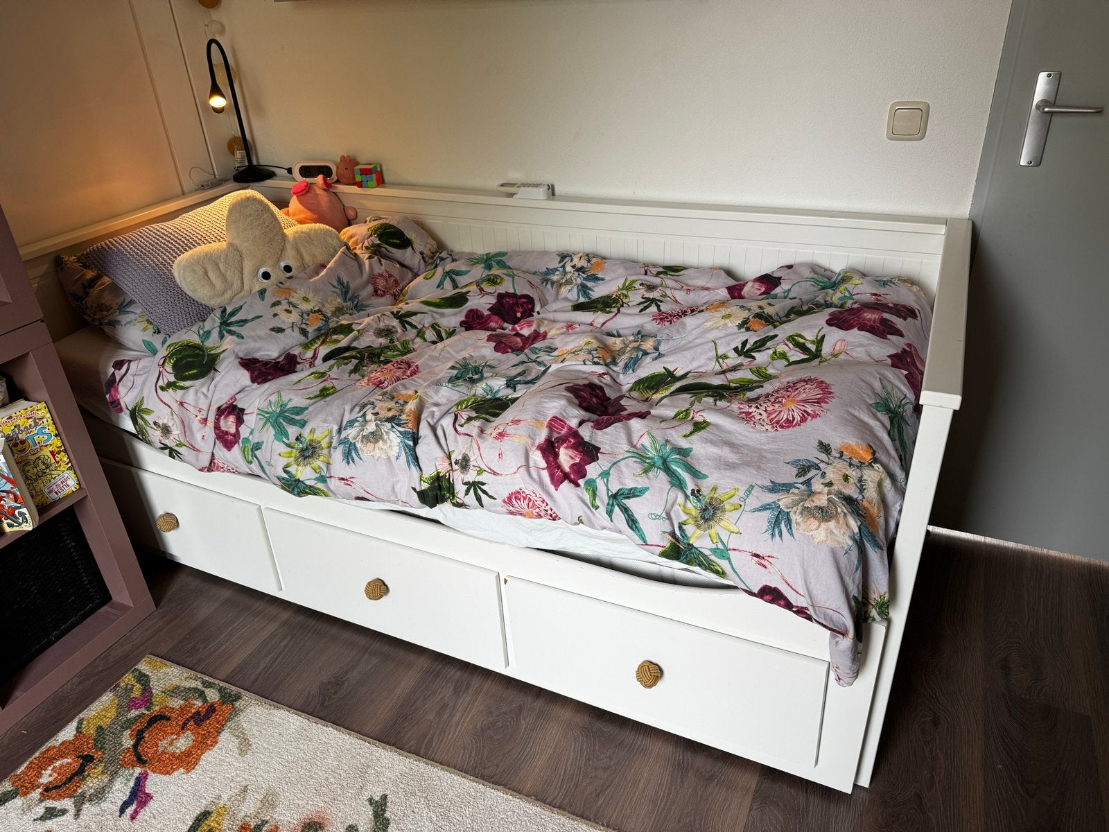 IKEA HEMNES Wit eenpersoonsbed met opberglades, Ophalen, Gebruikt, 90 cm, Eenpersoons