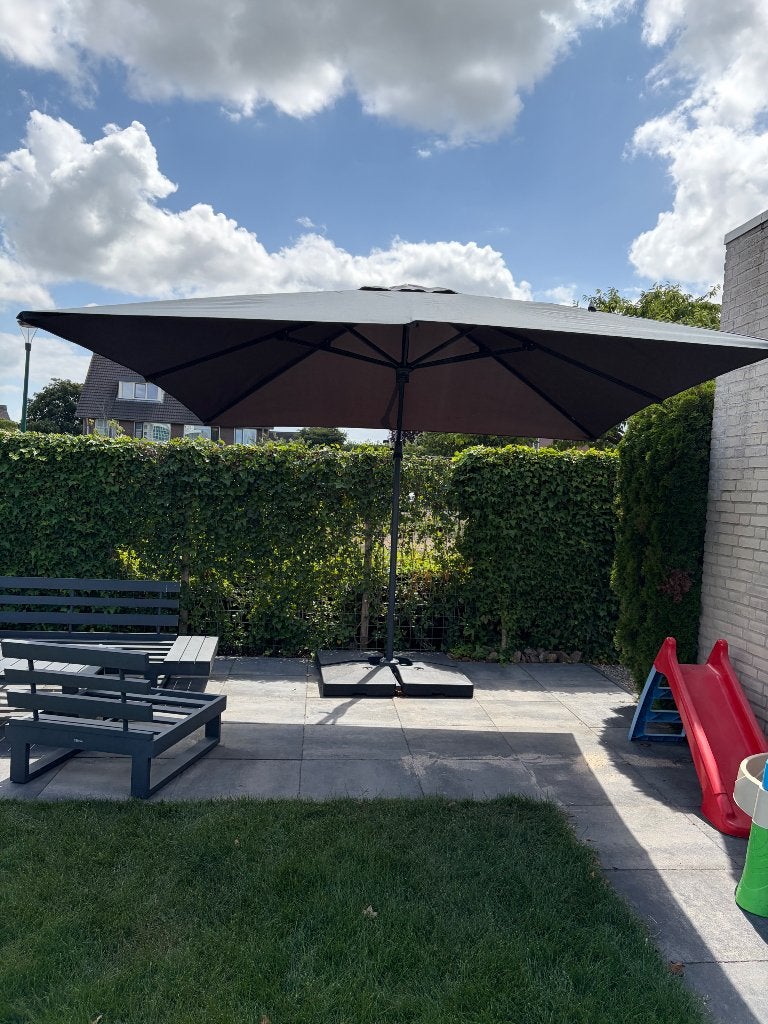 Zweefparasol antraciet 300x300cm, Tuin en Terras, Parasols, Ophalen, Verstelbaar, Gebruikt, Zweefparasol