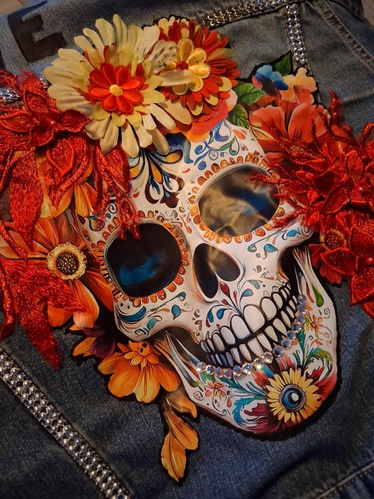 Unieke handgeschilderde denim vesten - USA thema, Kleding | Dames, Jassen | Zomer, Maat 38/40 (M), Blauw, Ophalen of Verzenden