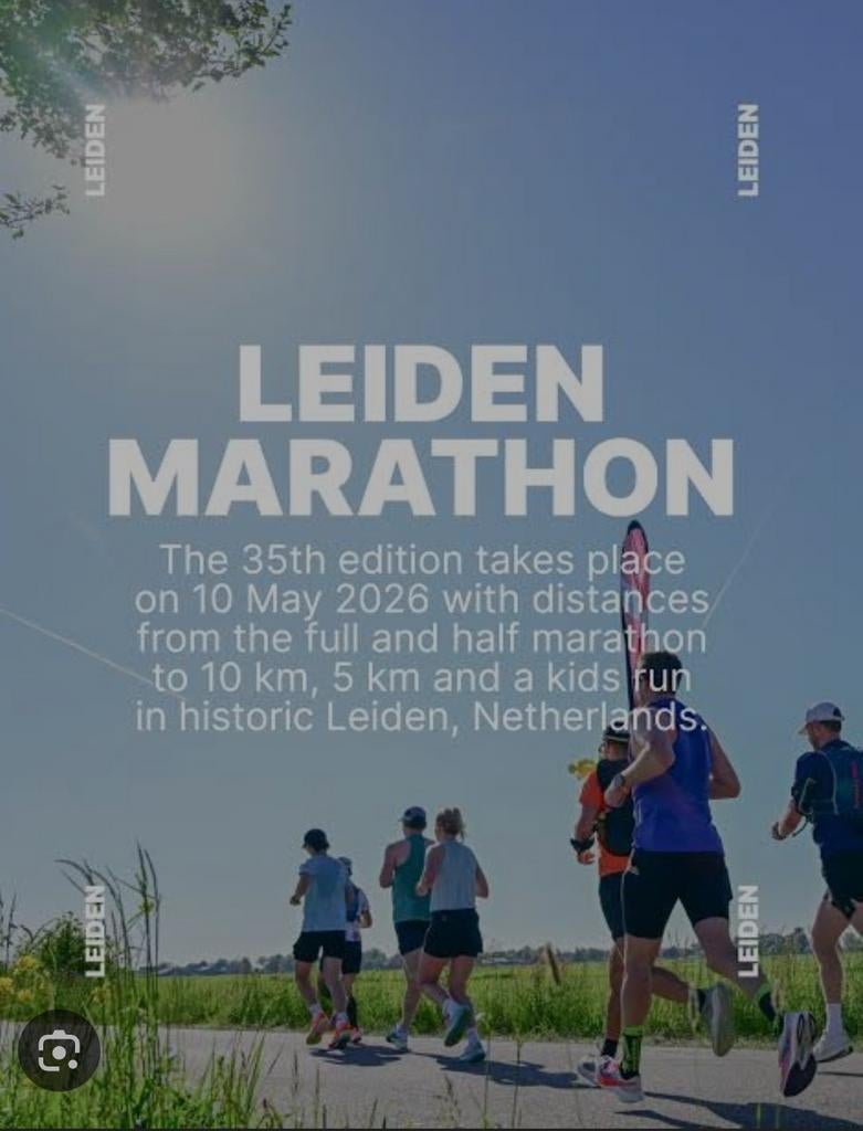 Startbewijs halve marathon Leiden, Sport en Fitness, Loopsport en Atletiek, Ophalen of Verzenden, Nieuw, Overige typen, Overige merken