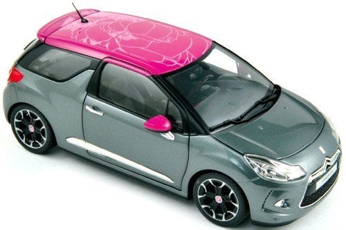 Citroen DS 3 2011 Grijs Fuchsia dak Norev 1:18, Hobby en Vrije tijd, Ophalen of Verzenden, Nieuw, Auto, Norev