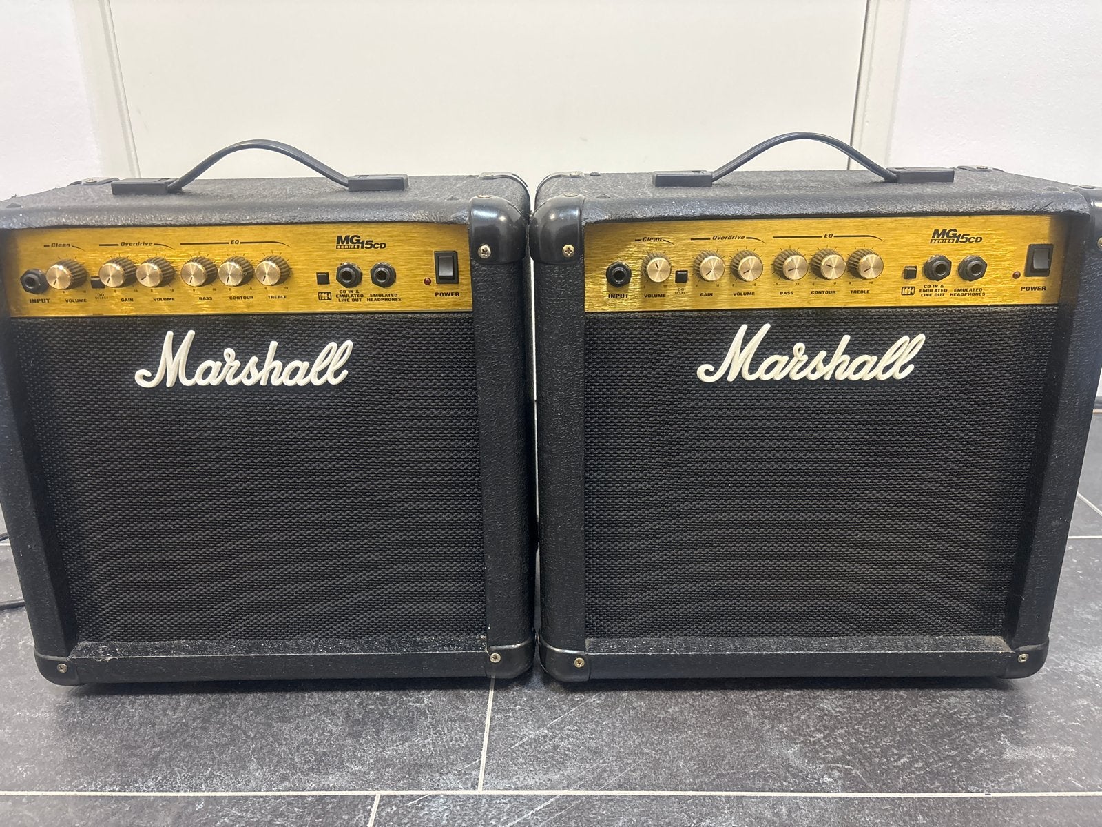 Marshall MG15CD gitaarversterker (2 stuks), Ophalen of Verzenden, Gebruikt, Gitaar, Minder dan 50 watt