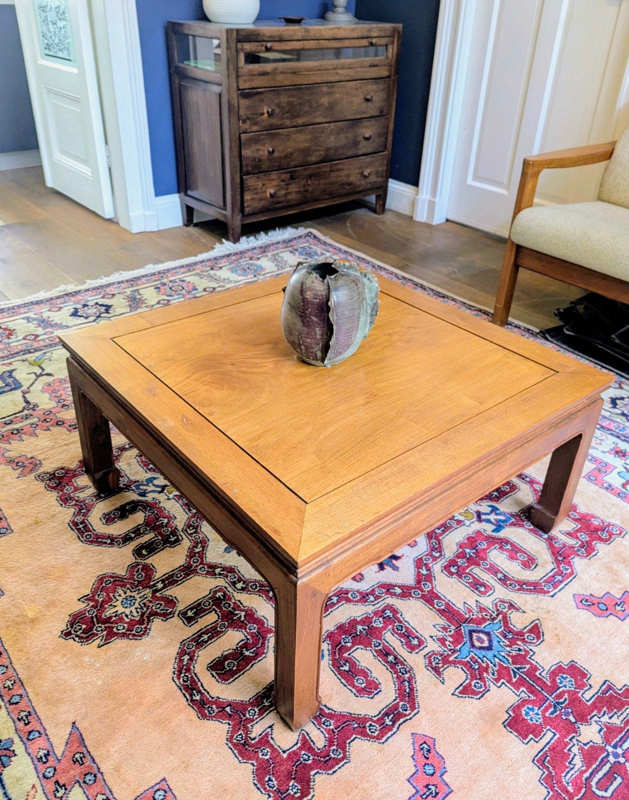 Chinees Oosterse vintage salontafel massief hout, Huis en Inrichting, 50 tot 100 cm, Zo goed als nieuw, Rechthoekig, 50 tot 100 cm