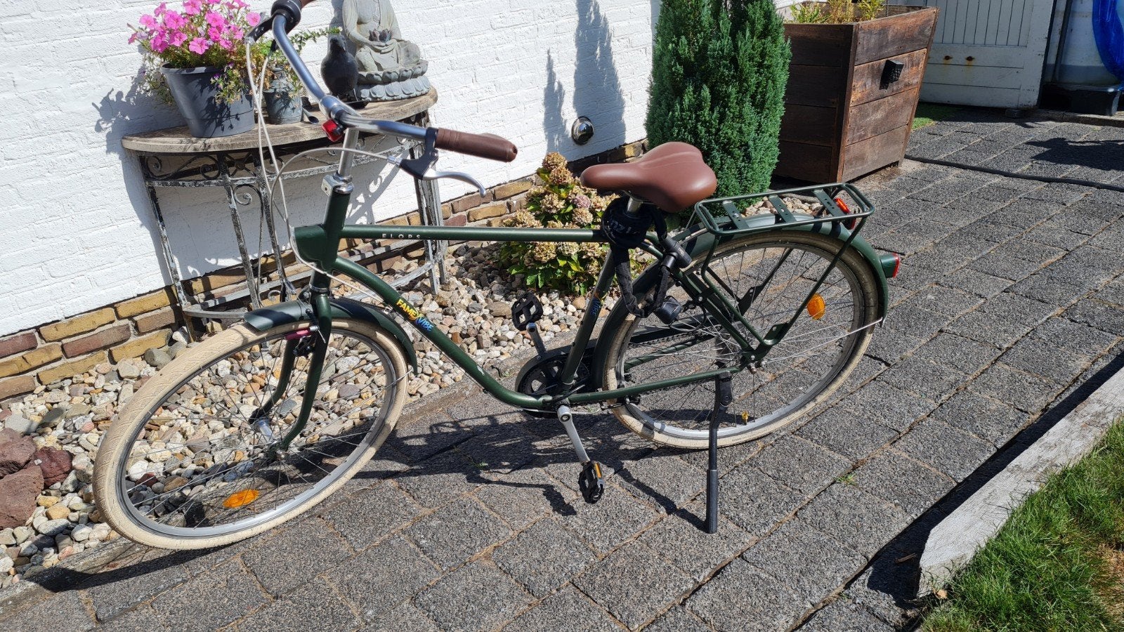 Elops Stadsfiets - Groen, Zo goed als nieuw, Fietsen en Brommers, 53 tot 56 cm, Velgrem, Versnellingen, Zo goed als nieuw