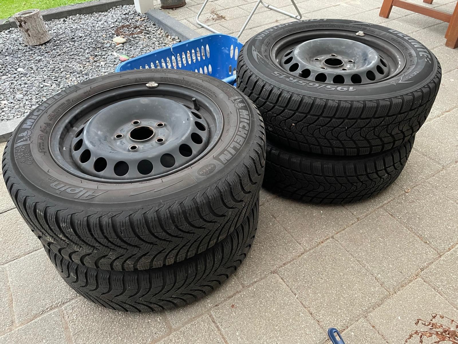 Winterbanden op stalen velgen 195/65 R15 5x112 ET50, Ophalen, Gebruikt, 15 inch, Banden en Velgen