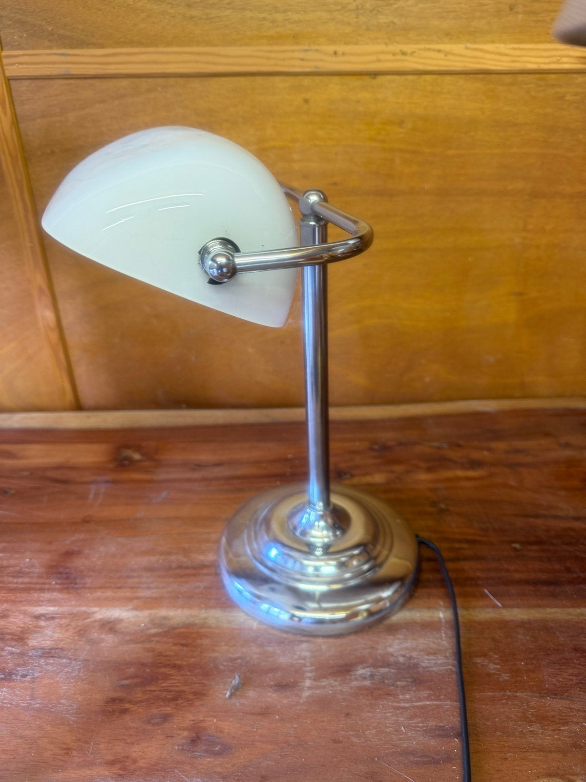 Vintage IKEA bureaulamp / tafellamp - chroom en opaalglas, Ophalen