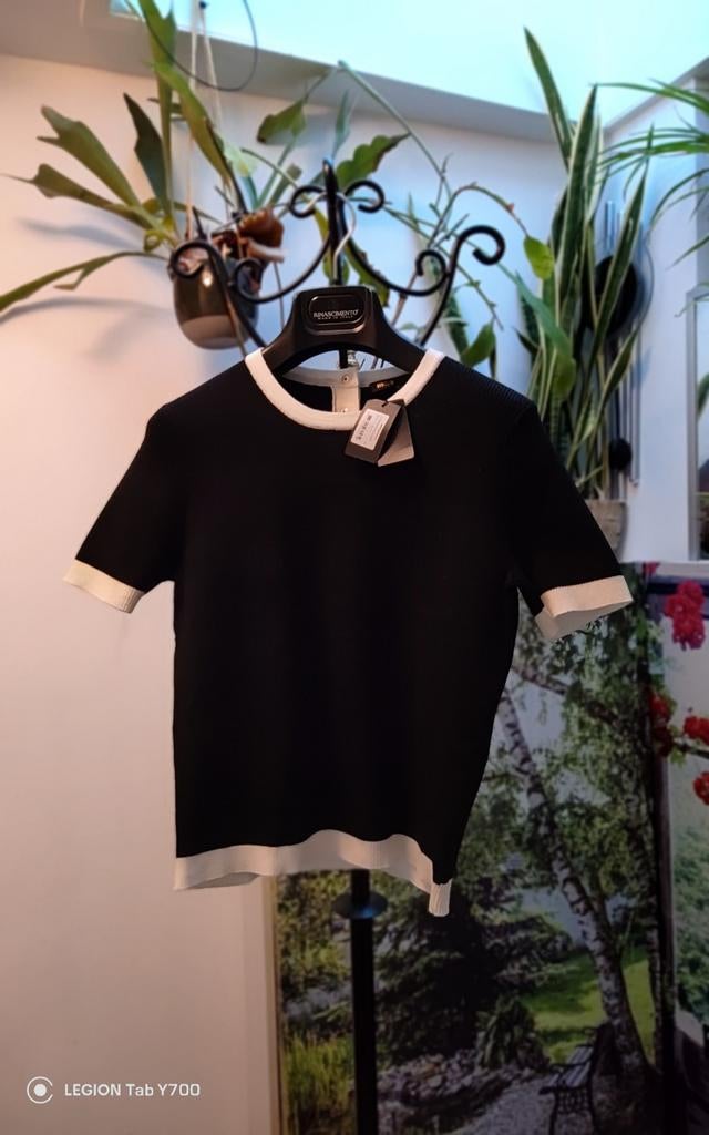 Maje katoenen Zwart-wit T-shirts, Maat 38/40 (M), Zwart, Nieuw, Ophalen of Verzenden