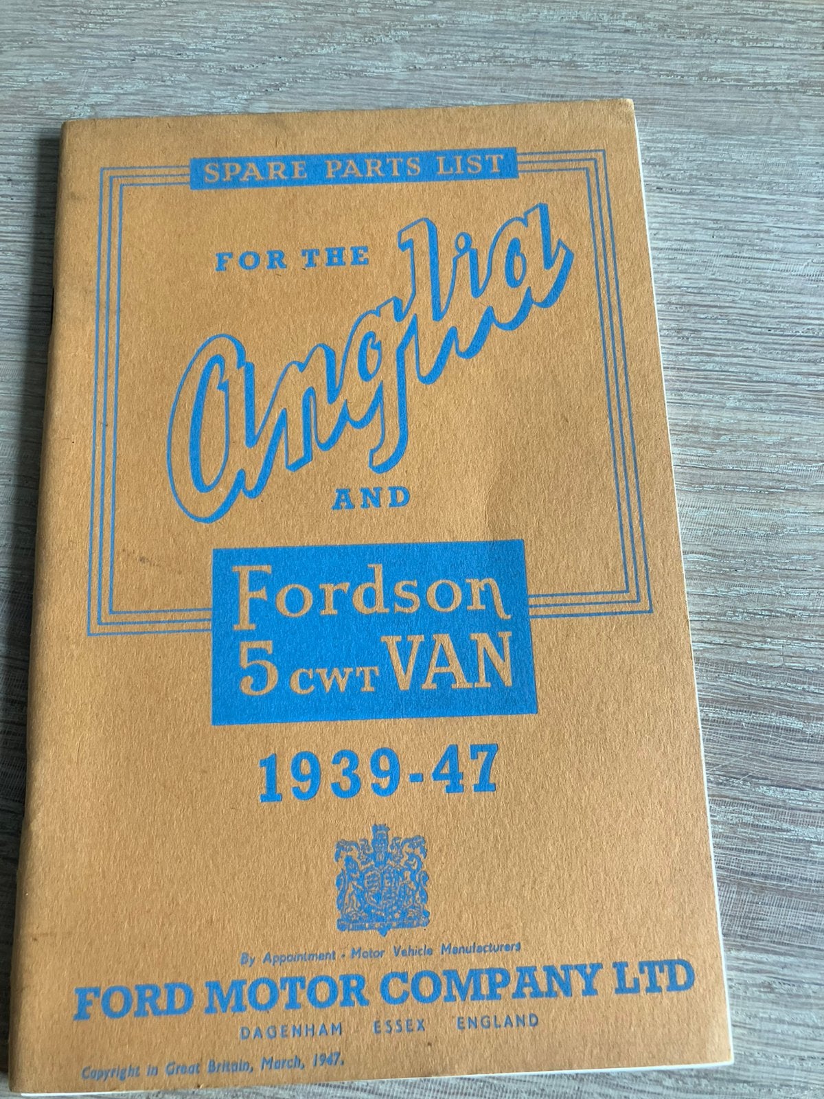 Fordson Anglia Spare Parts List , onderdelen lijst, Ophalen of Verzenden