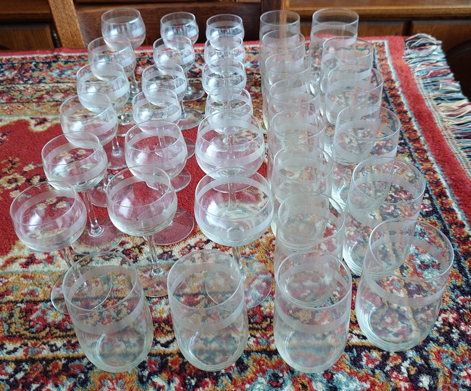34-delig Antiek Kristallen Leerdam glasservies, Antiek en Kunst, Ophalen