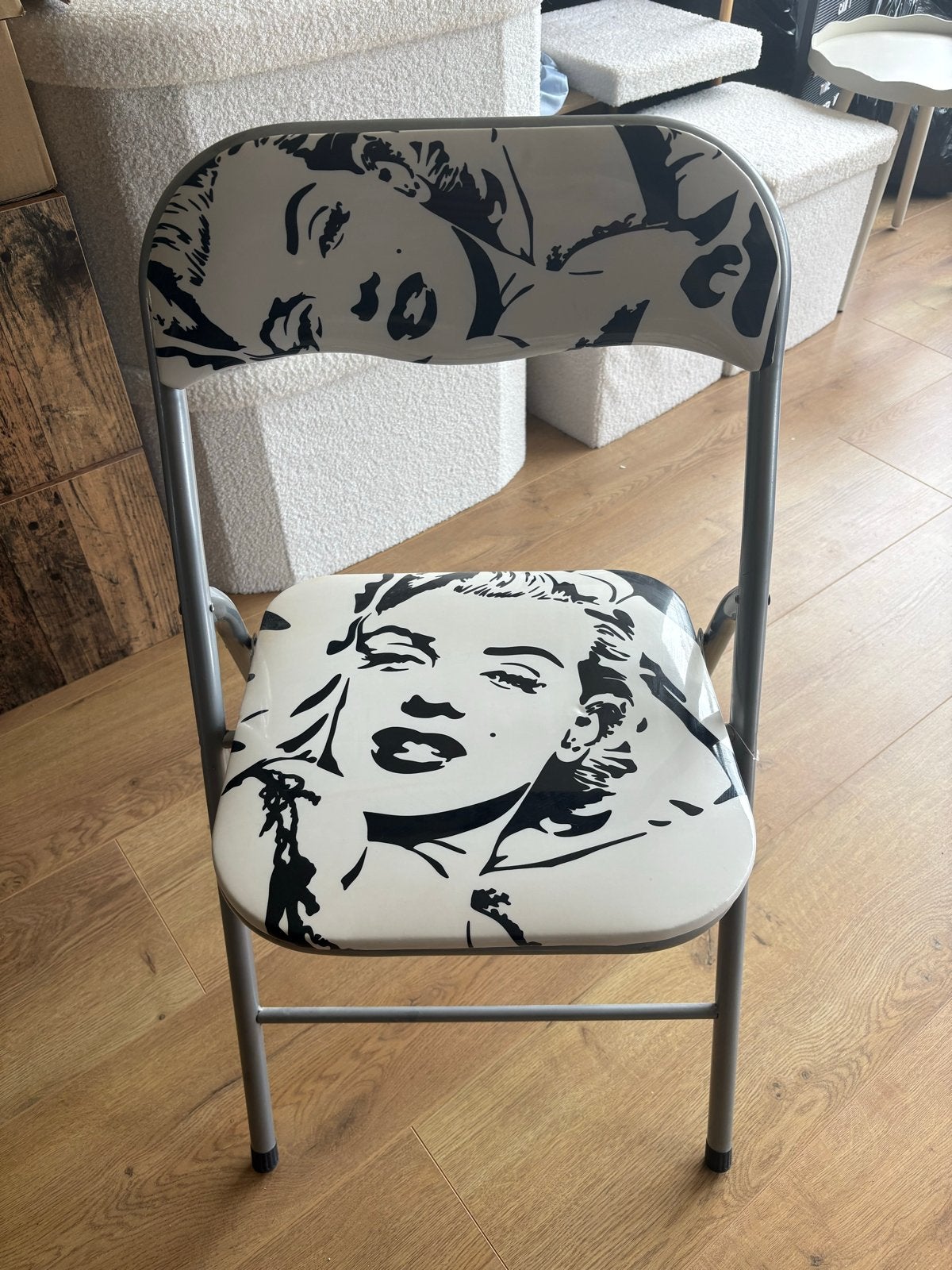 Marilyn Monroe opvouwbare stoel - Pop Art design, Ophalen, Gebruikt, Wit, Metaal