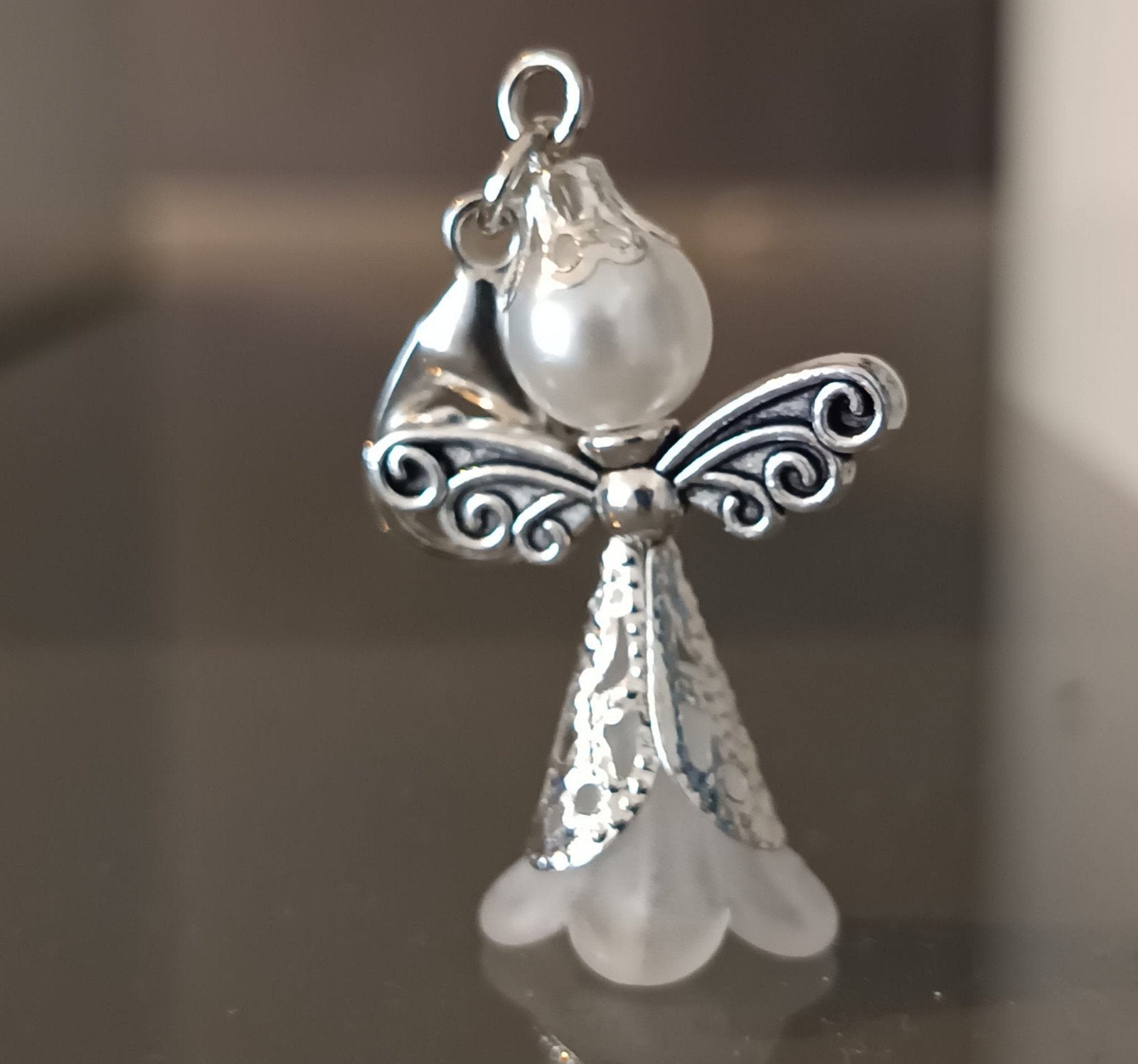 Engelen hanger met parel en zilverkleurige vleugels, Ophalen of Verzenden, Nieuw