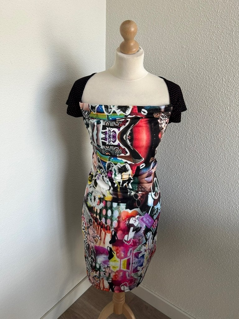 Geisha maat XXL retro zomer jurkje 2028, Geisha, Zwart, Maat 46/48 (XL) of groter, Knielengte